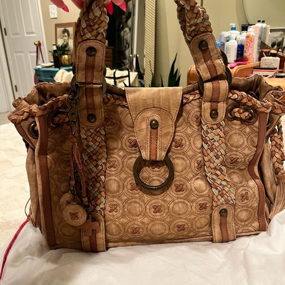 Isabella Fiore Quilted Suede Shoulder Bag